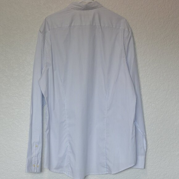 Mens Michael Kors White with Blue Trim Stretch Dress Shirt Size XXL - Picture 2 of 6